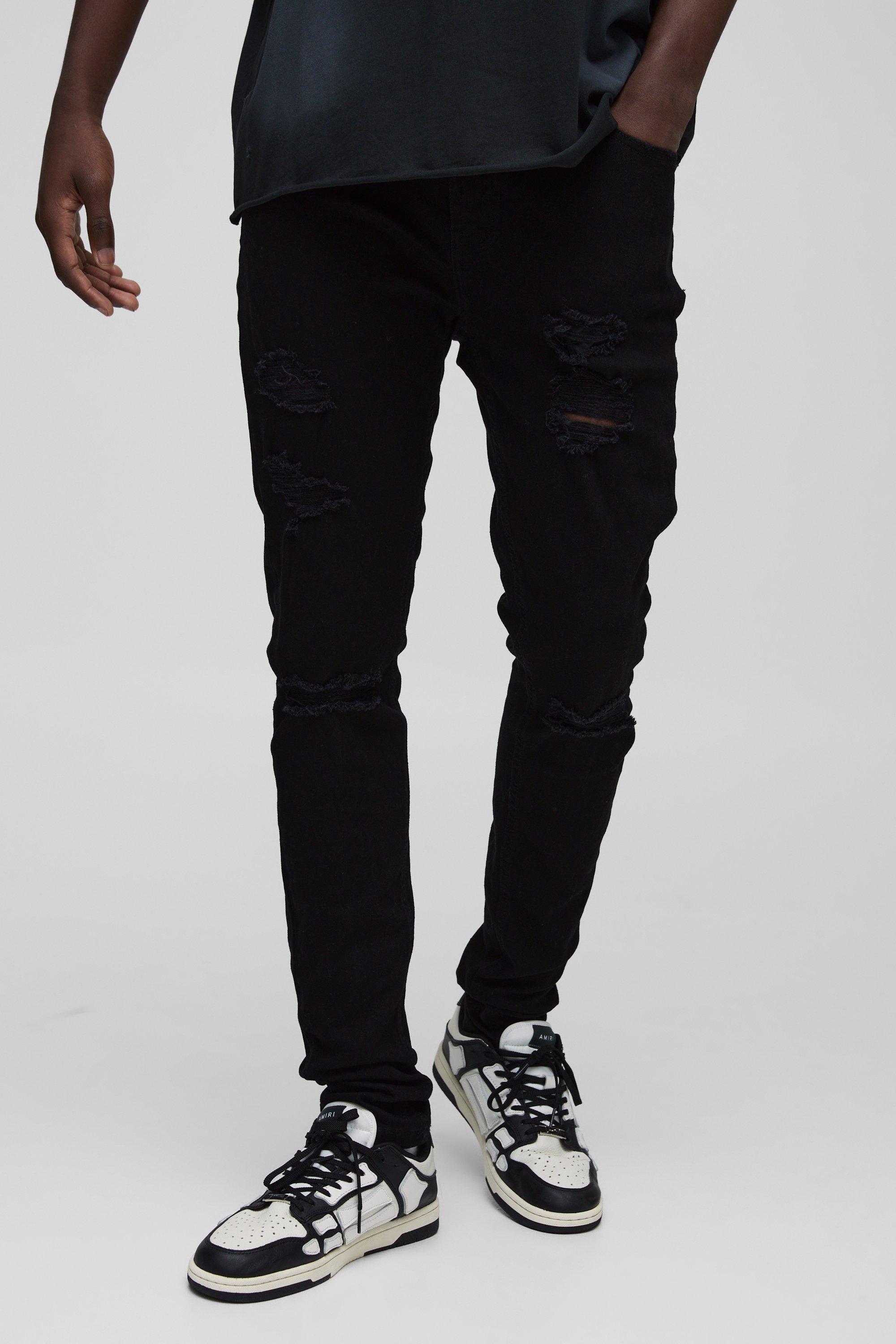 Super Skinny Jeans With All Over Rips | boohooMAN USA Super Skinny Jeans With All Over Rips | boohooMAN USA